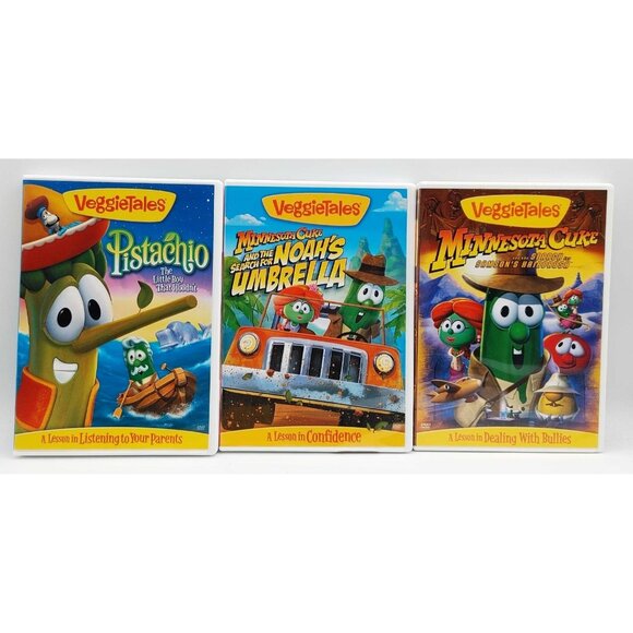 Veggie Tales Lot of 3 DVDs The Search for Noah's Umbrella Pistachio - Picture 1 of 7